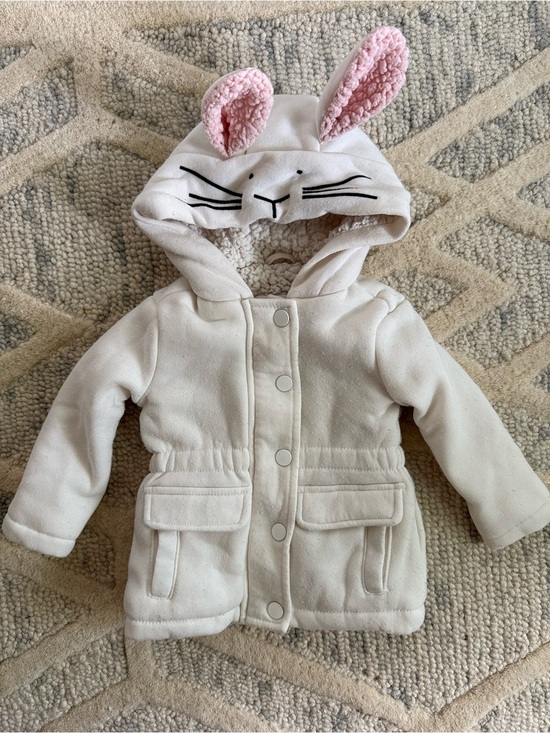 Me Jane Other - Me Jane Mini Bunny Ear Coat 12M White Sherpa Lined Hooded Jacket Toddler